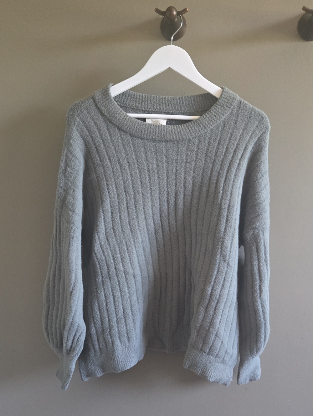 Cozy Rib-Knit Oversized Crewneck Sweater in Dark Sage Green - Picture 1 of 1